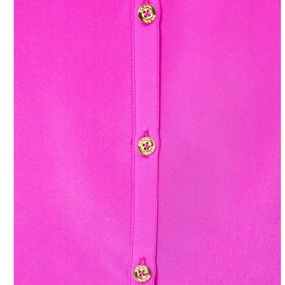 Lilly Pulitzer Saige Silk Top Orchid Oasis - Size Medium. - Picture 4 of 11